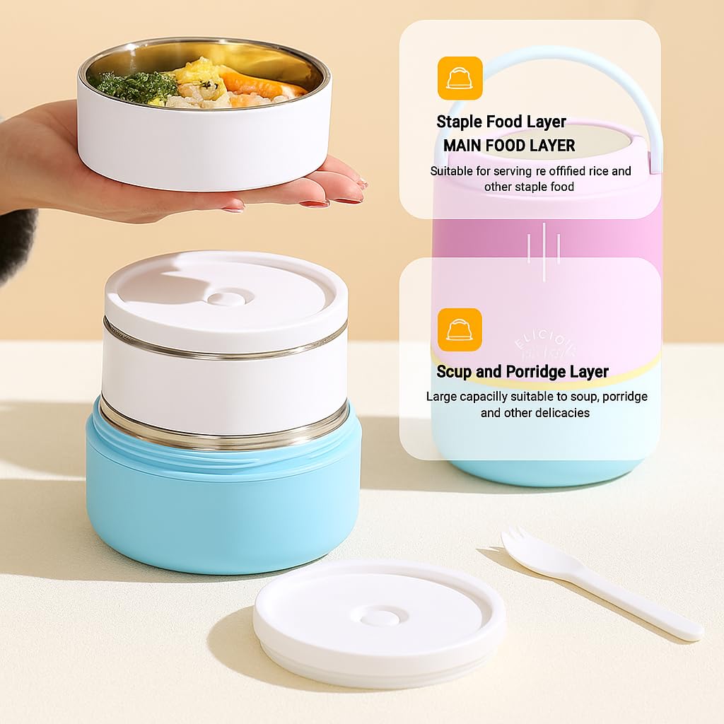 YELONA Insulated Lunch Box | 3-Tier Stainless Steel Food