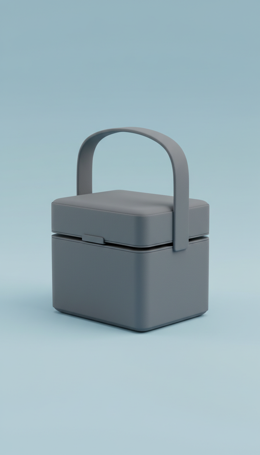 Graphite lunch tote with ergonomic handle