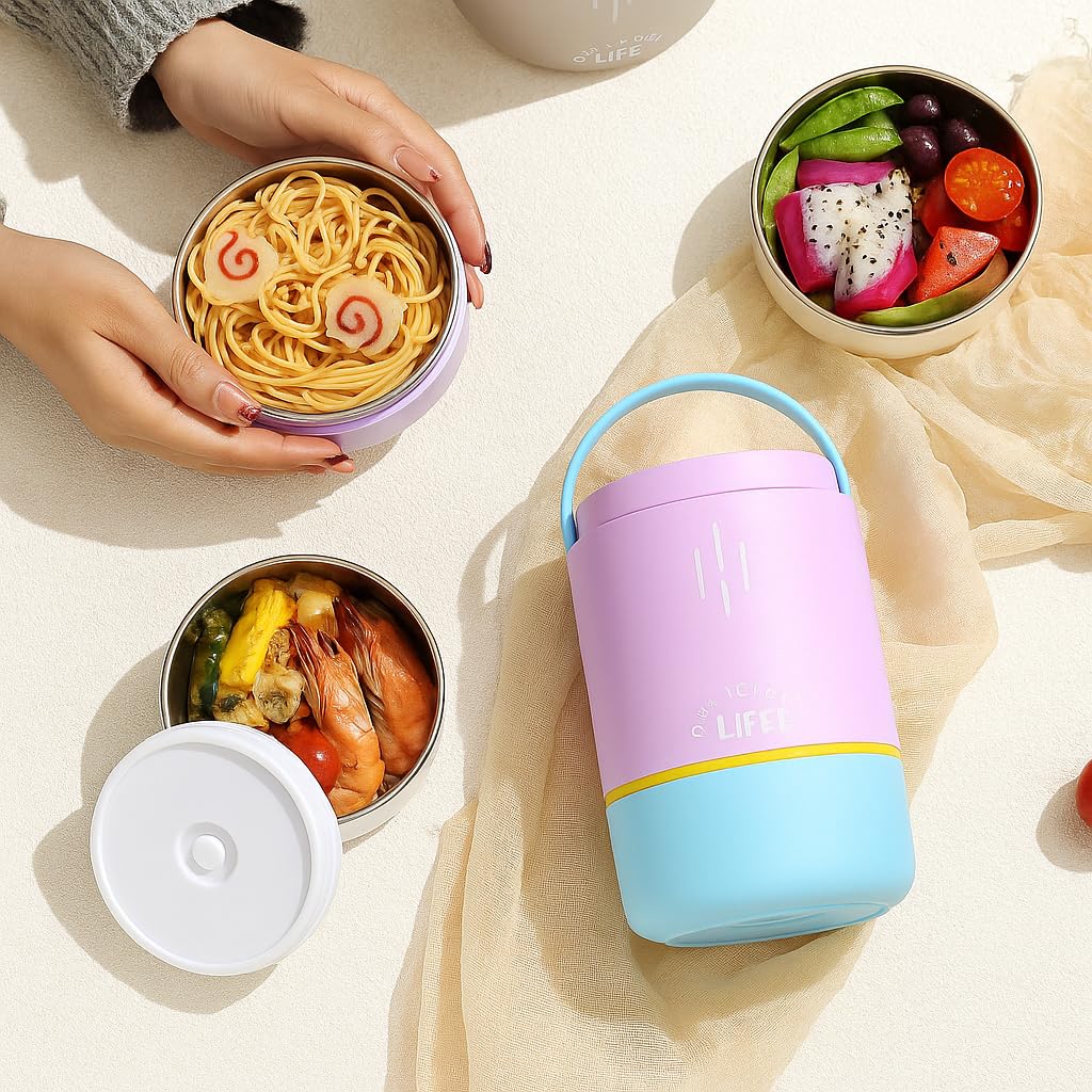 YELONA Insulated Lunch Box | 3-Tier Stainless Steel Food