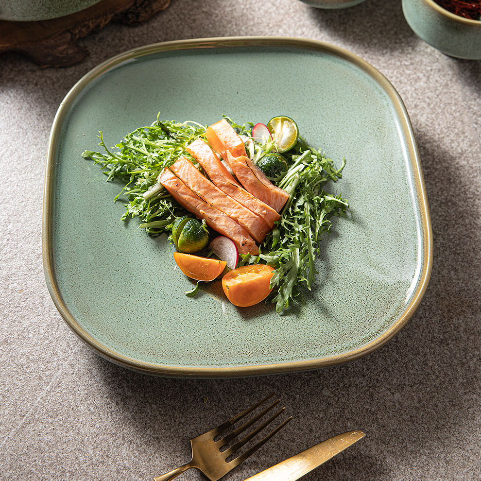 Green Square Ceramic Dinnerware Set