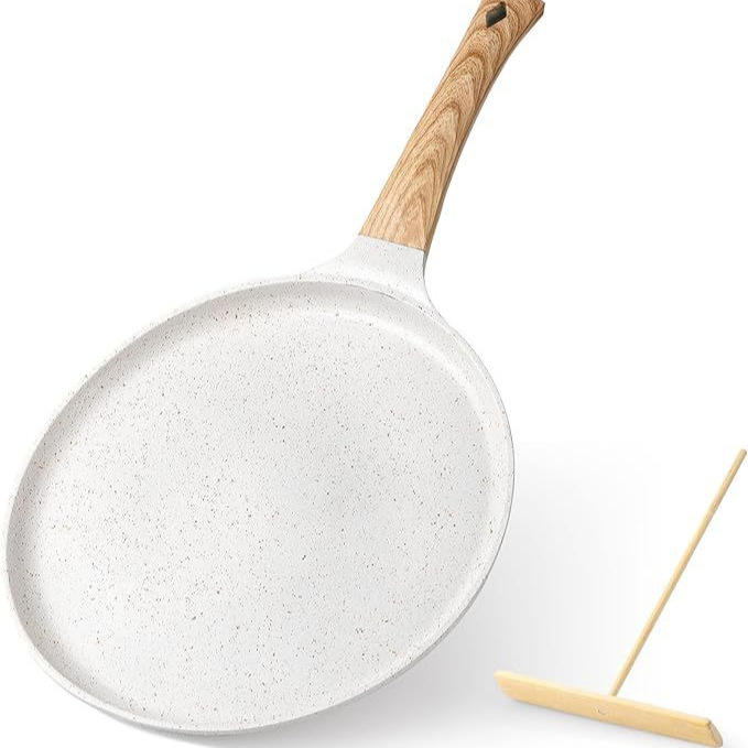 Premium Ceramic Non-Stick Frying Pan with Wooden Handle