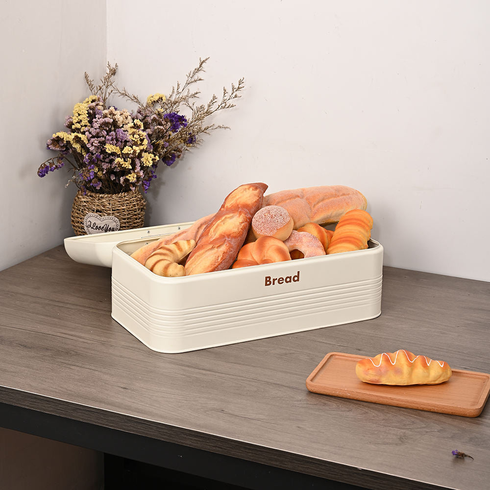 Vintage Metal Bread Box & Kitchen Storage Canister Set